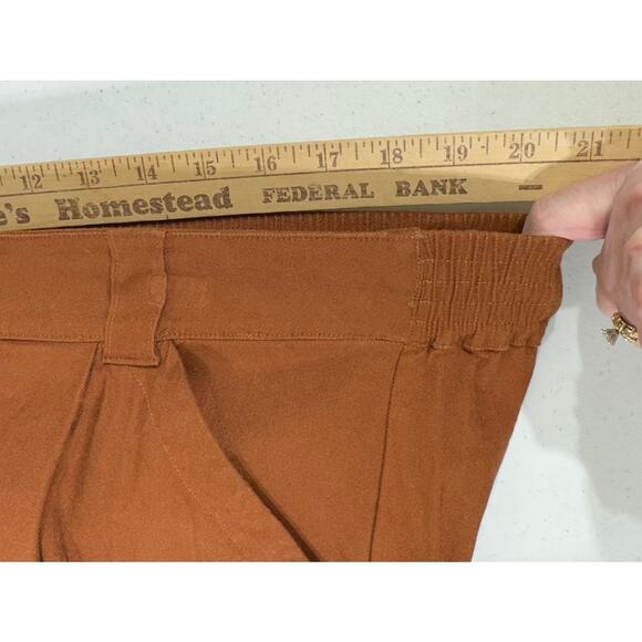 Cabi Cruise Crop Pants Size Large (33x24) Sienna Brown Wide Leg Linen Blend 6478 - Picture 9 of 12